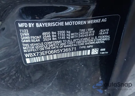 2024 BMW X1 xDrive28I from USA, damaged, VIN WBX73EF06RSY36572